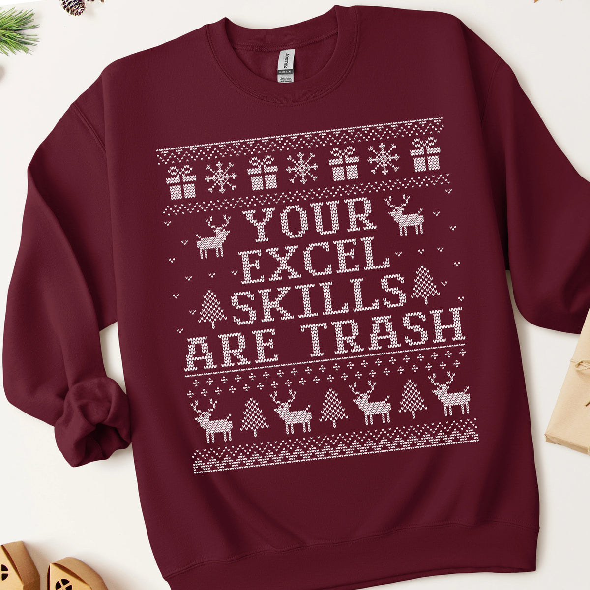 Your Excel Skills Are Trash Ugly Christmas Sweatshirt