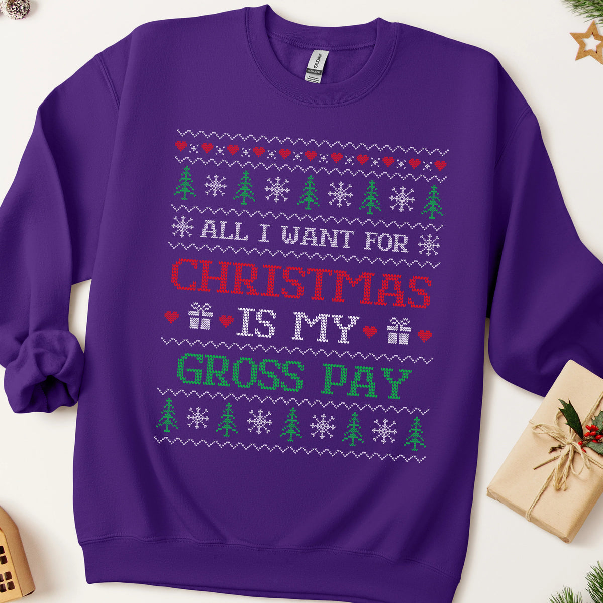 All I Want For Christmas Is My Gross Pay Ugly Christmas Sweatshirt