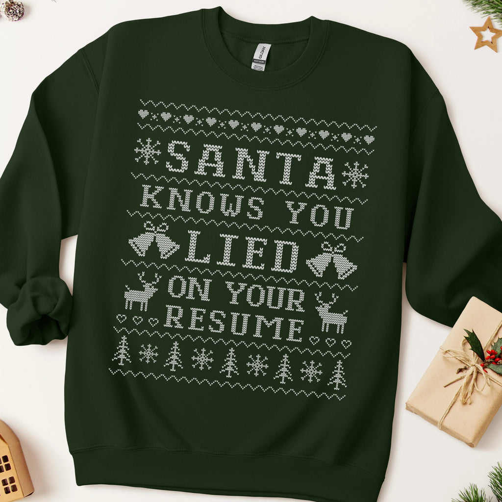 Santa Knows You Lied On Your Resume Ugly Christmas Sweatshirt