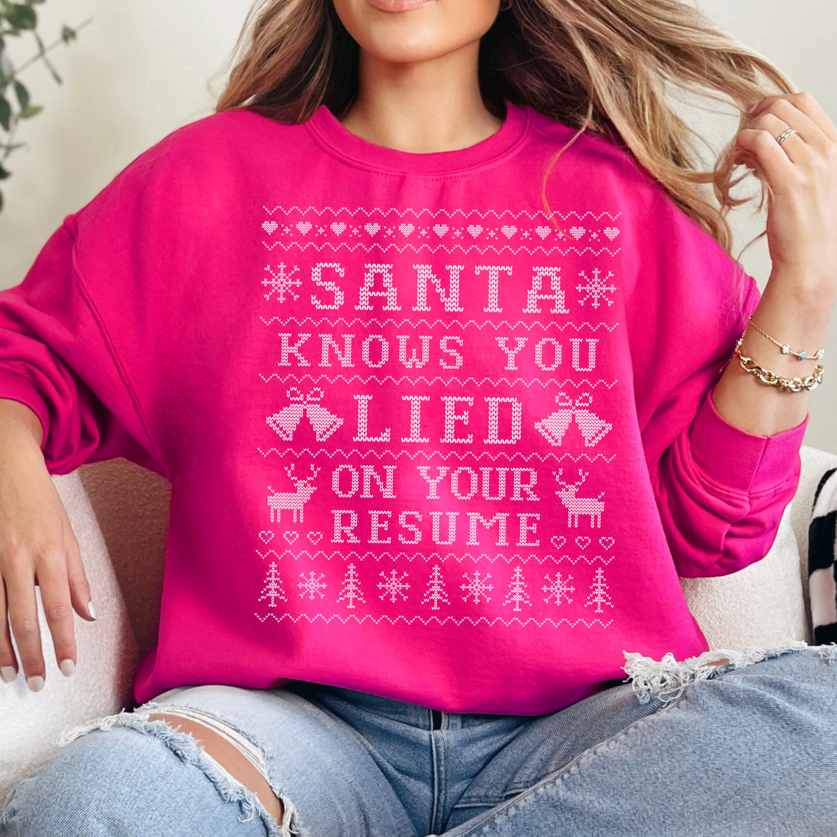 Santa Knows You Lied On Your Resume Ugly Christmas Sweatshirt