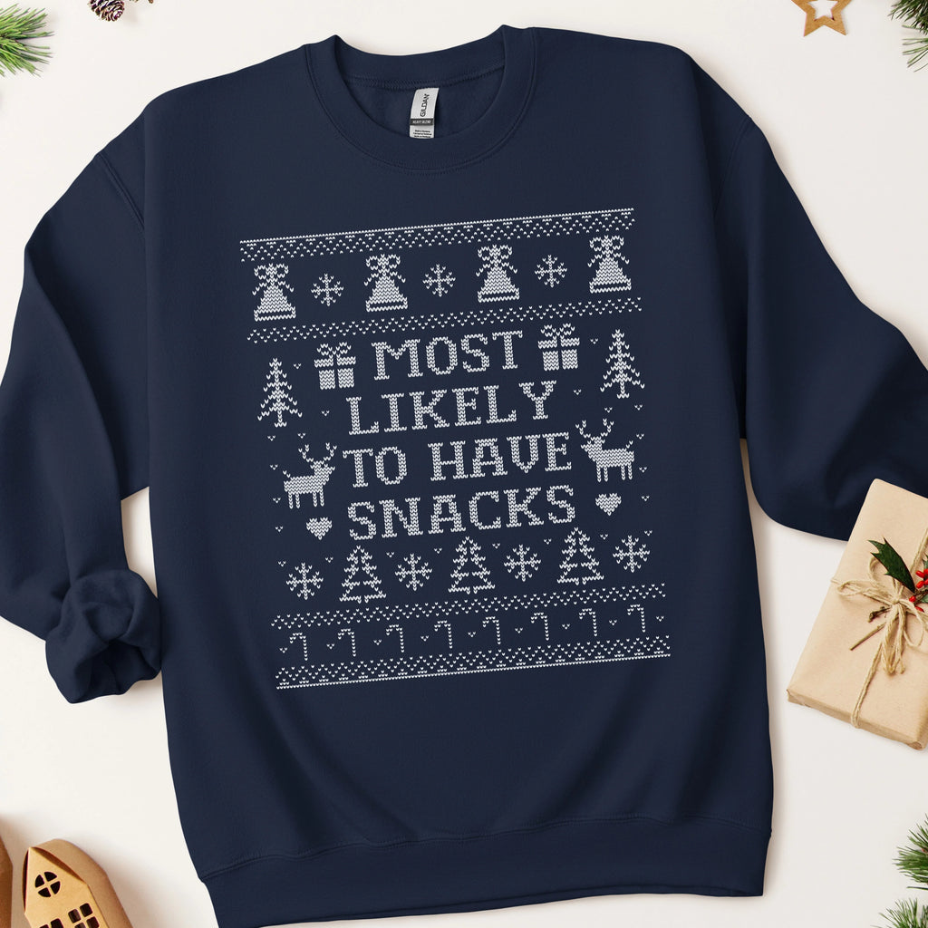 Most Likely To Have Snacks Ugly Christmas Sweatshirt