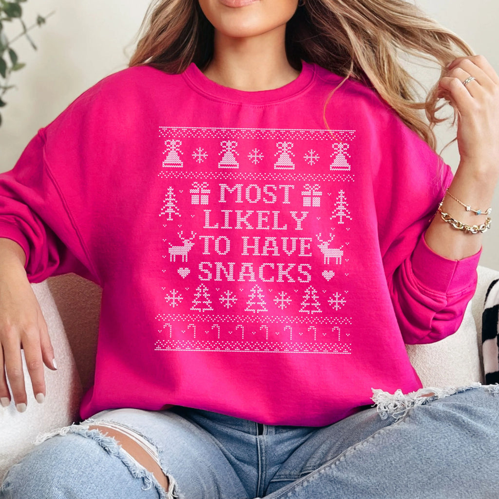 Most Likely To Have Snacks Ugly Christmas Sweatshirt