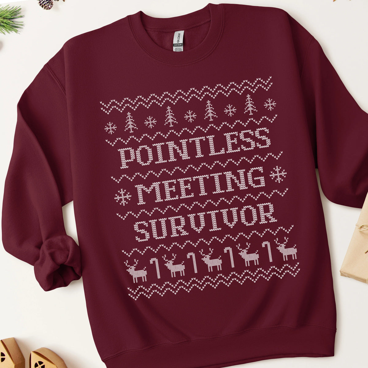 Pointless Meeting Survivor Ugly Christmas Sweatshirt