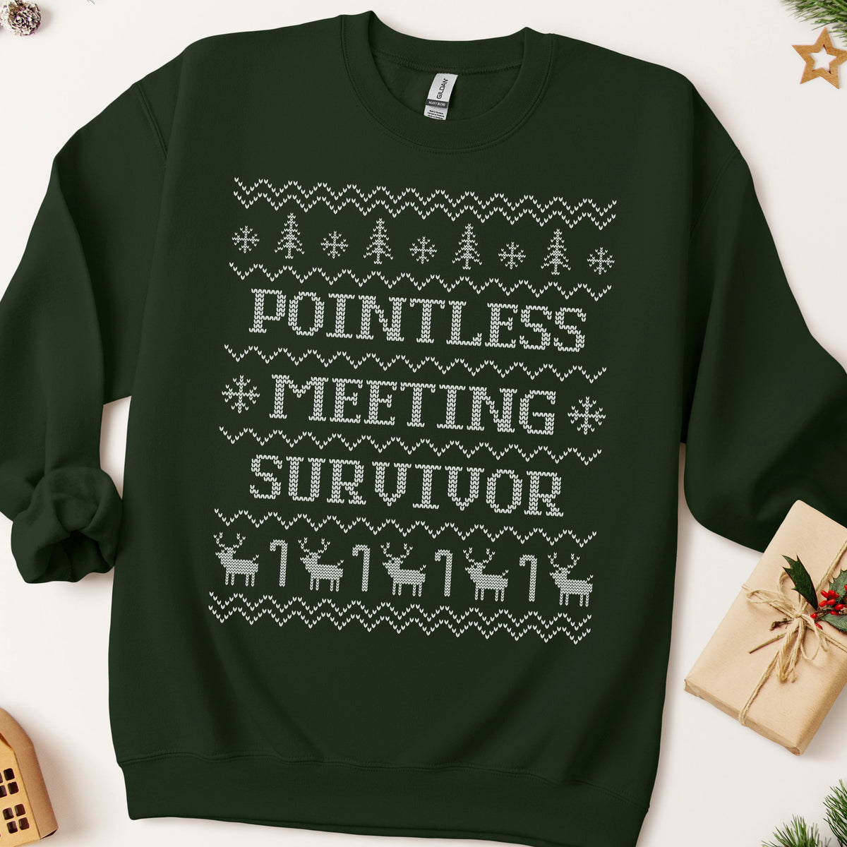 Pointless Meeting Survivor Ugly Christmas Sweatshirt