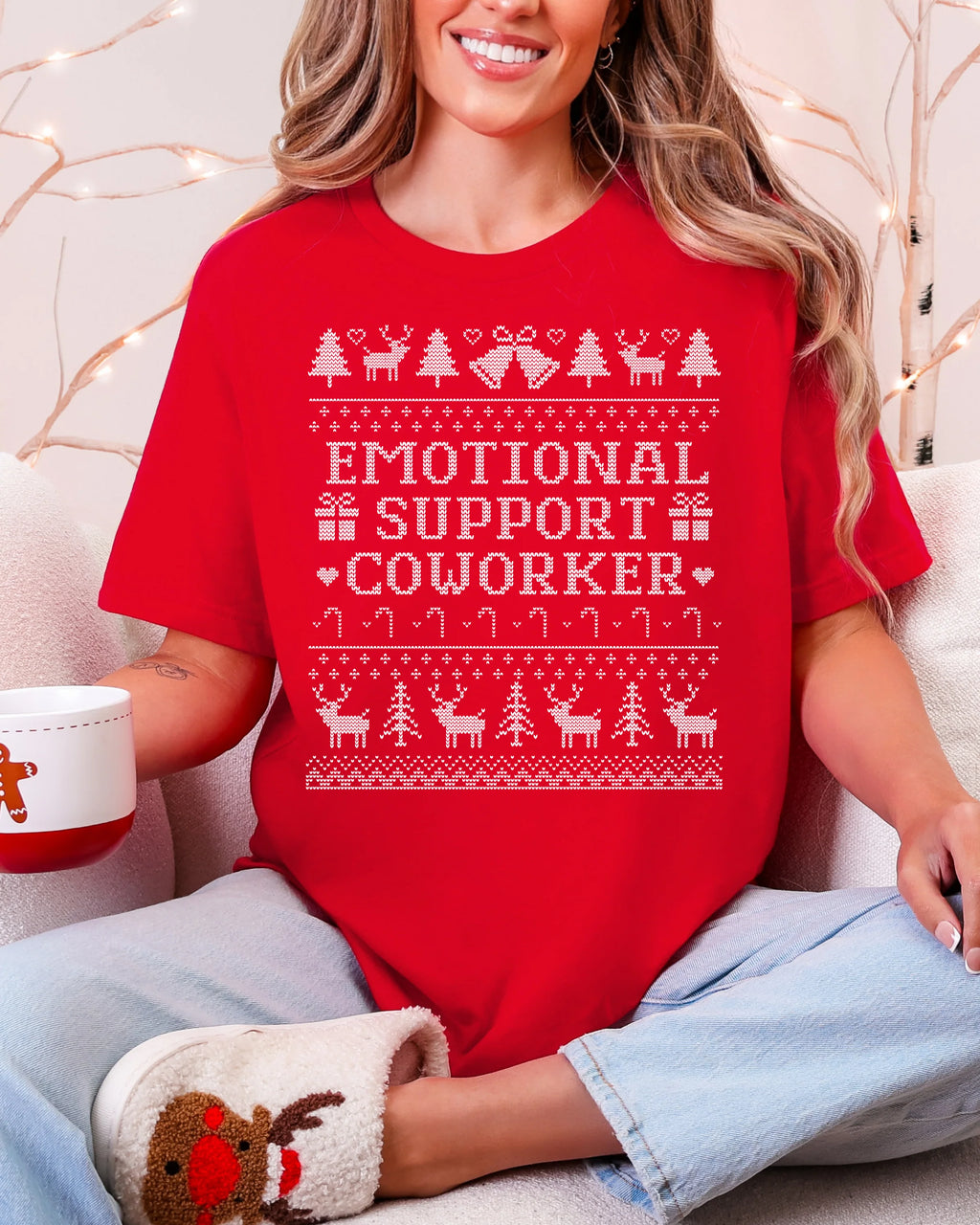 Emotional Support Coworker Ugly Christmas T-shirt