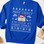 Most Likely to Click a Virus Email Ugly Christmas Sweatshirt