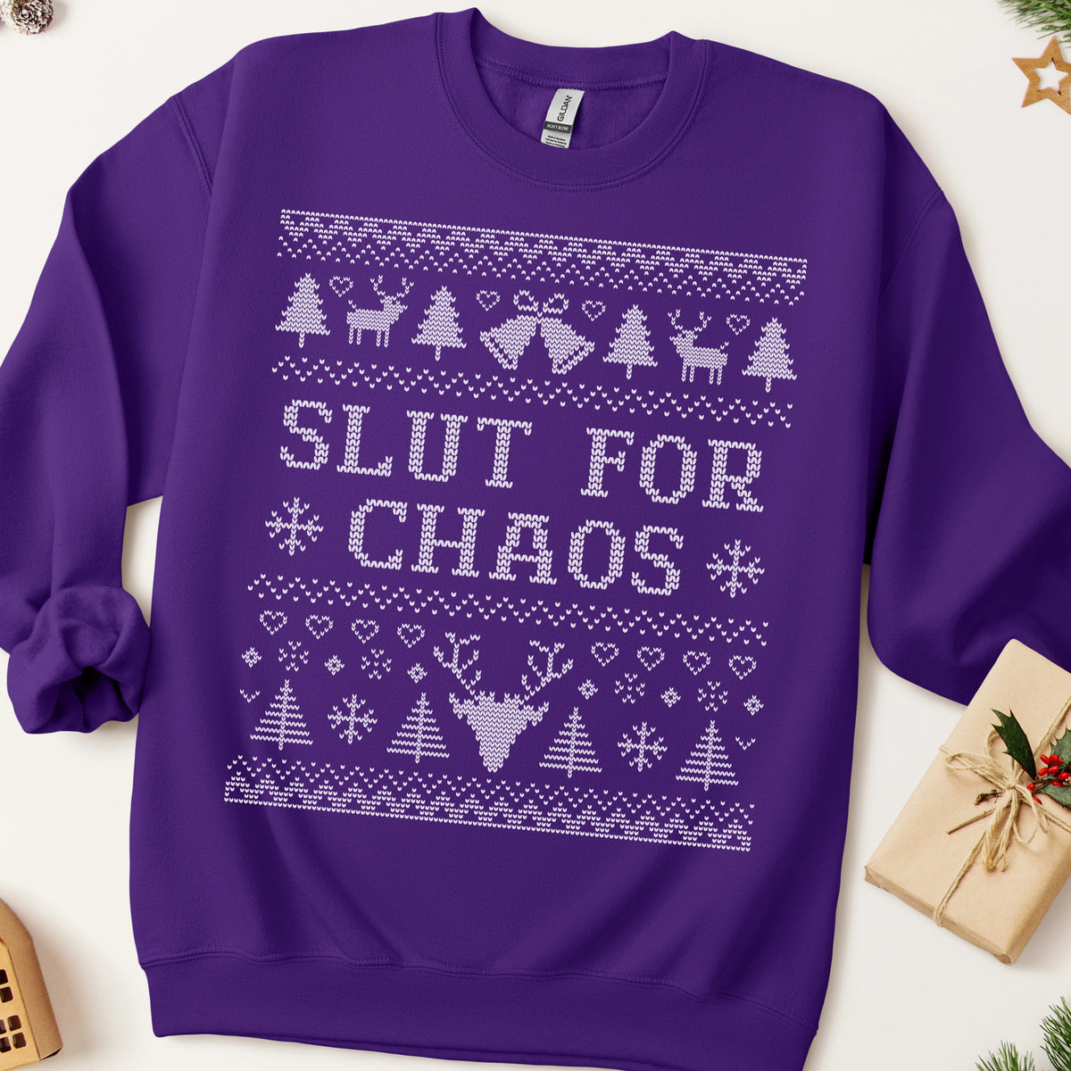 Slut For Chaos Ugly Christmas Sweatshirt