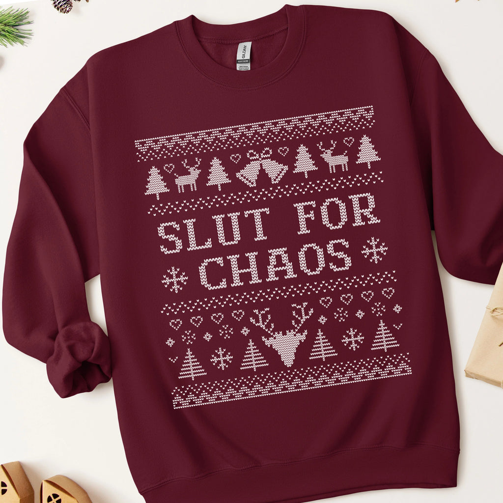 Slut For Chaos Ugly Christmas Sweatshirt