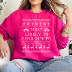 Most Likely To Send Memes Ugly Christmas Sweatshirt