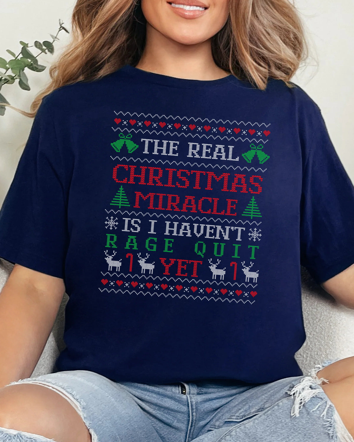 The Real Christmas Miracle Rage Quit Ugly Christmas T-shirt