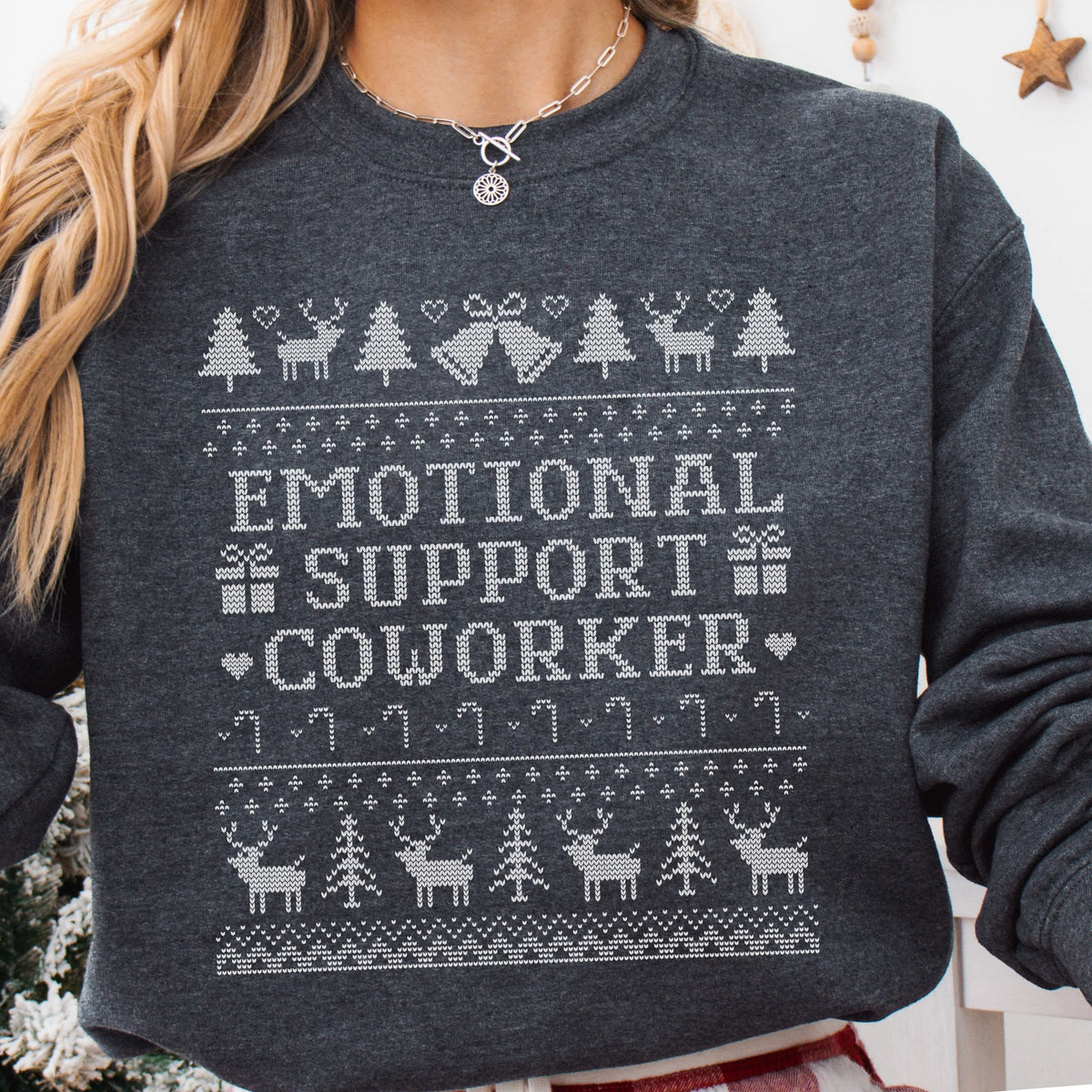 Emotional Support Coworker Ugly Christmas Sweatshirt