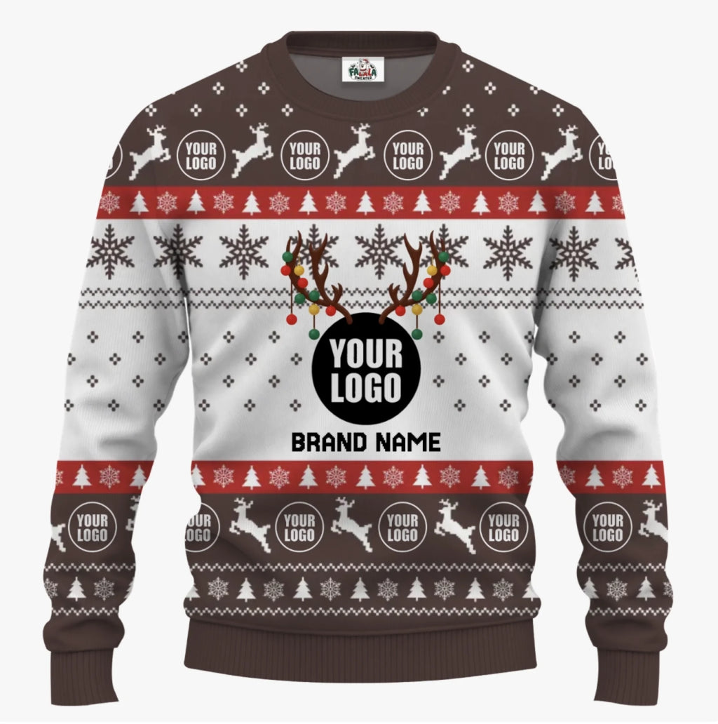 Personalized Ugly Xmas Sweater With Logo For Team | Custom Christmas Sweater Bulk Order - 1