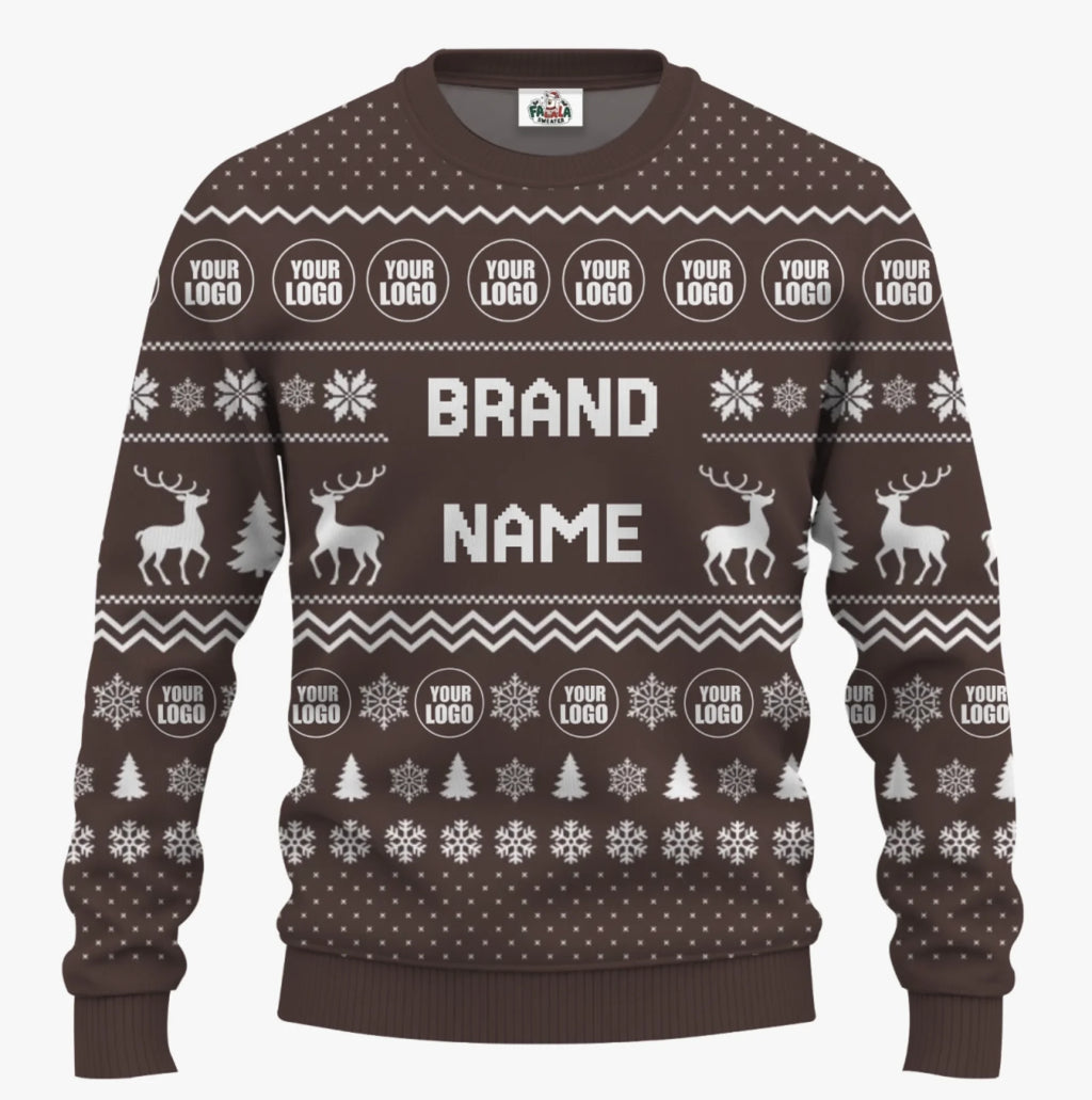 Personalized Funny Ugly Christmas Sweater With Brand Name And Logo | Bulk Order - 6