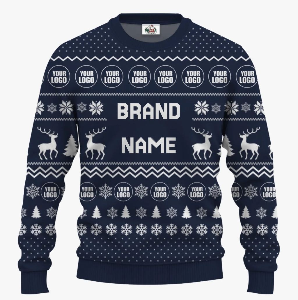 Personalized Funny Ugly Christmas Sweater With Brand Name And Logo | Bulk Order - 2