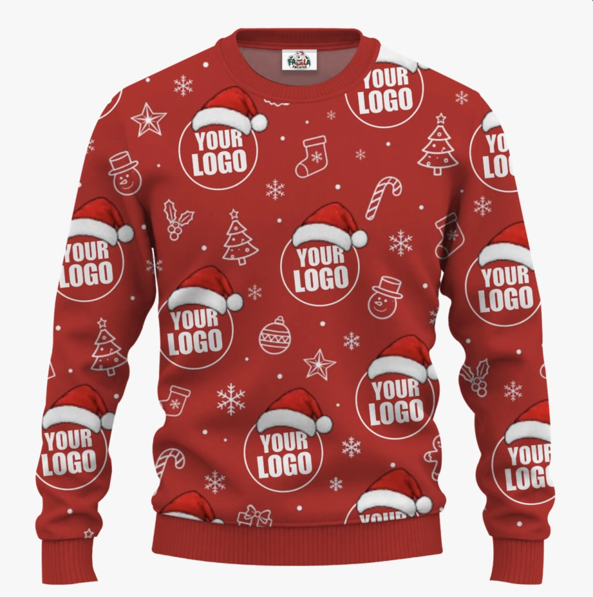 Personalized All Over Company Logo Ugly Sweater | Matching Customized Logo Sweater For Men And Women - 6