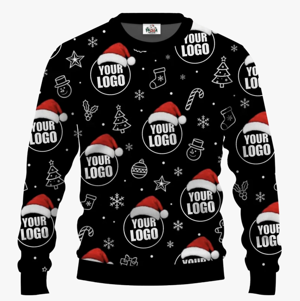 Personalized All Over Company Logo Ugly Sweater | Matching Customized Logo Sweater For Men And Women - 1