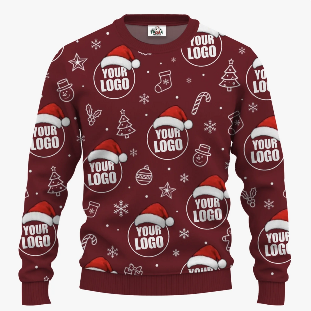 Personalized All Over Company Logo Ugly Sweater | Matching Customized Logo Sweater For Men And Women - 3