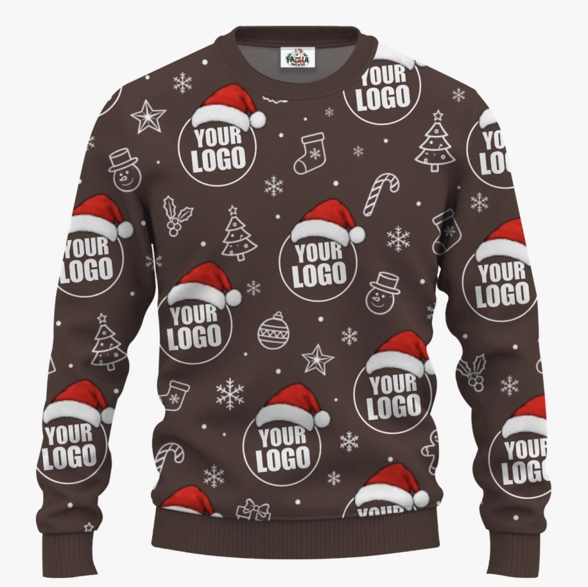 Personalized All Over Company Logo Ugly Sweater | Matching Customized Logo Sweater For Men And Women - 5