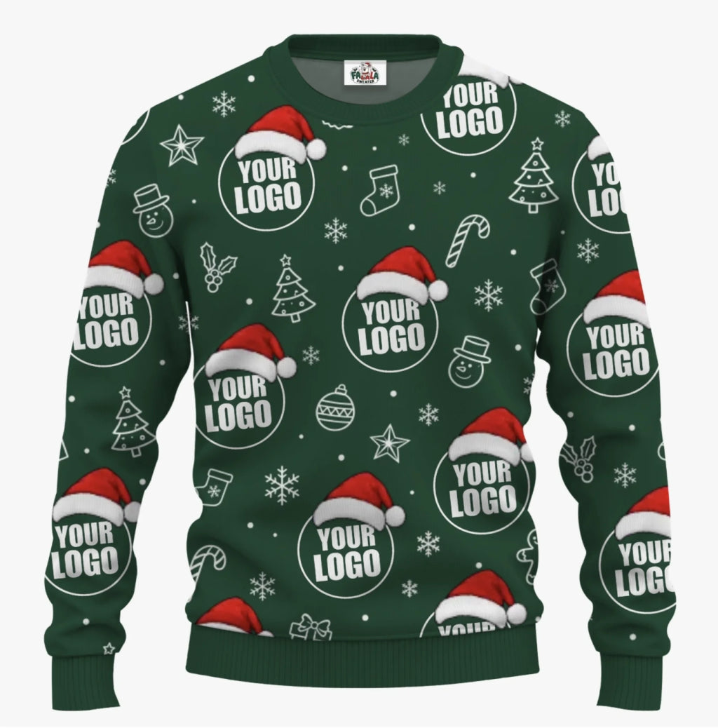 Personalized All Over Company Logo Ugly Sweater | Matching Customized Logo Sweater For Men And Women - 4