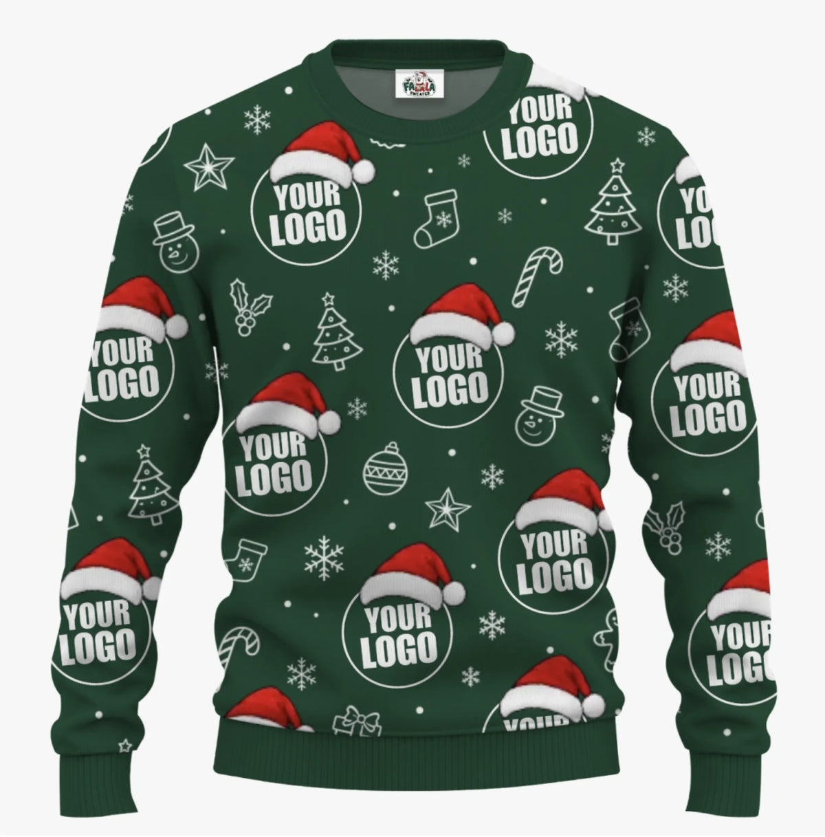 Personalized All Over Company Logo Ugly Sweater | Matching Customized Logo Sweater For Men And Women - 4