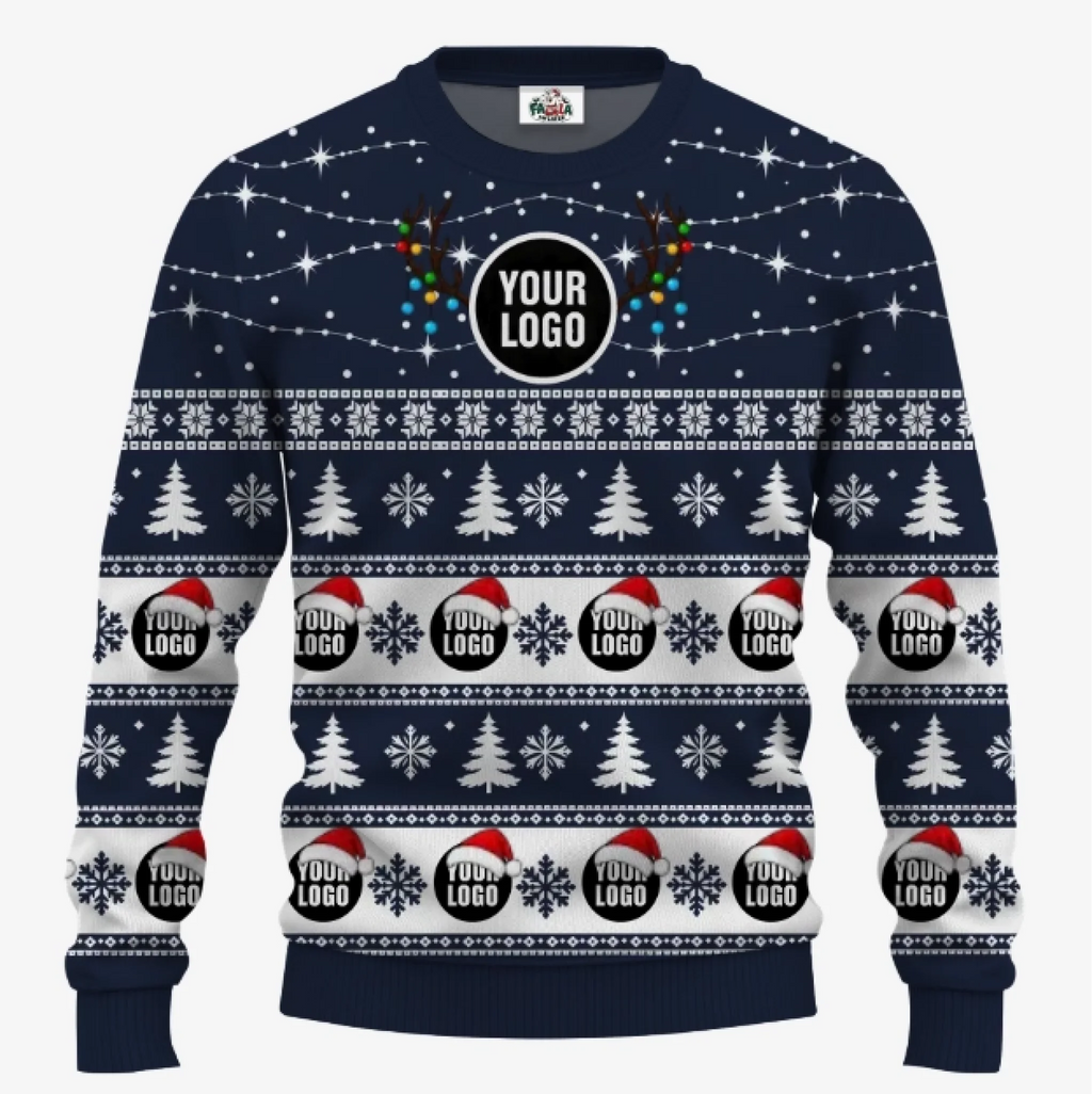 Custom Logo Ugly Christmas Sweater | Personalized Company Christmas Sweater Bulk Order - 1