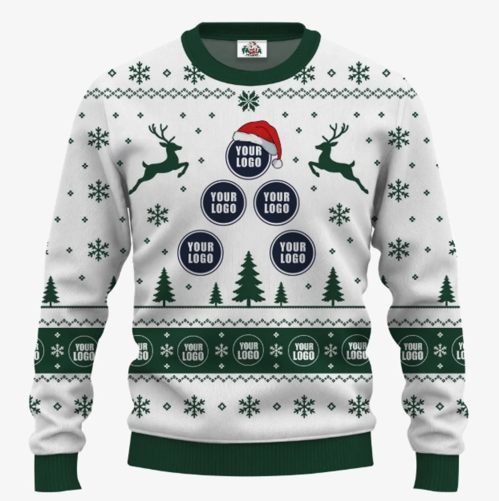 Custom Logo Christmas Tree Christmas Sweater | Create Your Own Ugly Sweater For Men And Women - 2