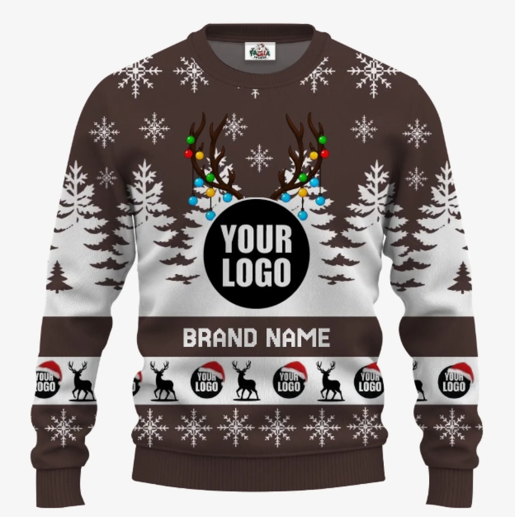 Custom Logo Brand Name Ugly Christmas Sweater | Personalized Company Christmas Sweater For Men And Women - 1