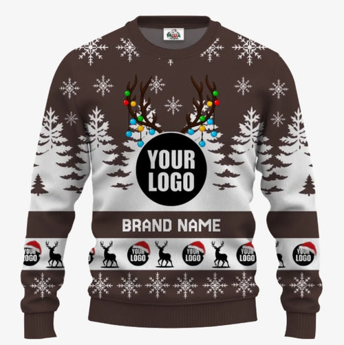 Custom Logo Brand Name Ugly Christmas Sweater | Personalized Company Christmas Sweater For Men And Women - 1