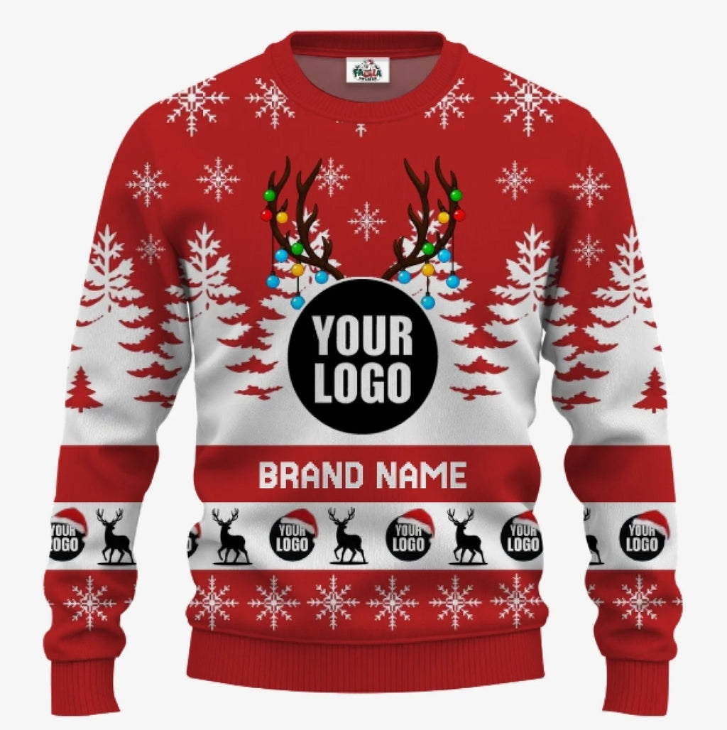 Custom Logo Brand Name Ugly Christmas Sweater | Personalized Company Christmas Sweater For Men And Women - 4