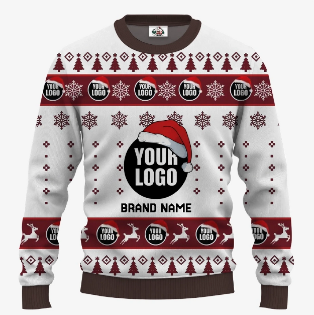 Custom Your Logo Ugly Christmas Sweater With Any Colors | Custom Brand Name And Text - 6