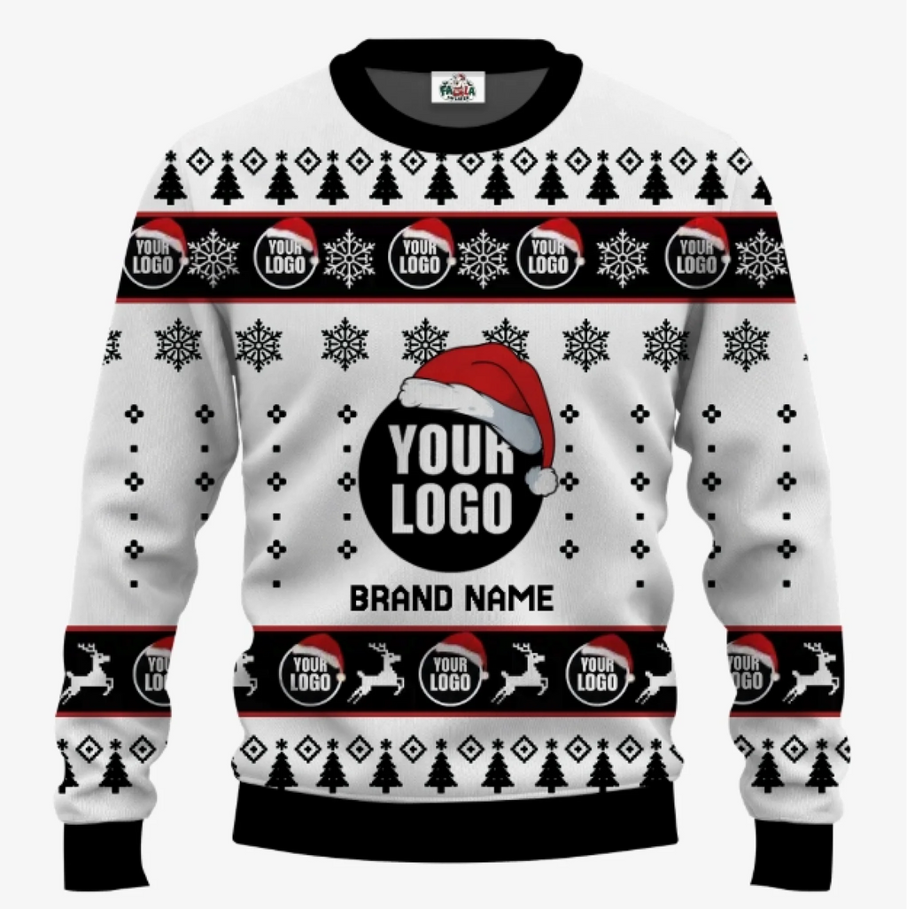 Custom Your Logo Ugly Christmas Sweater With Any Colors | Custom Brand Name And Text - 1