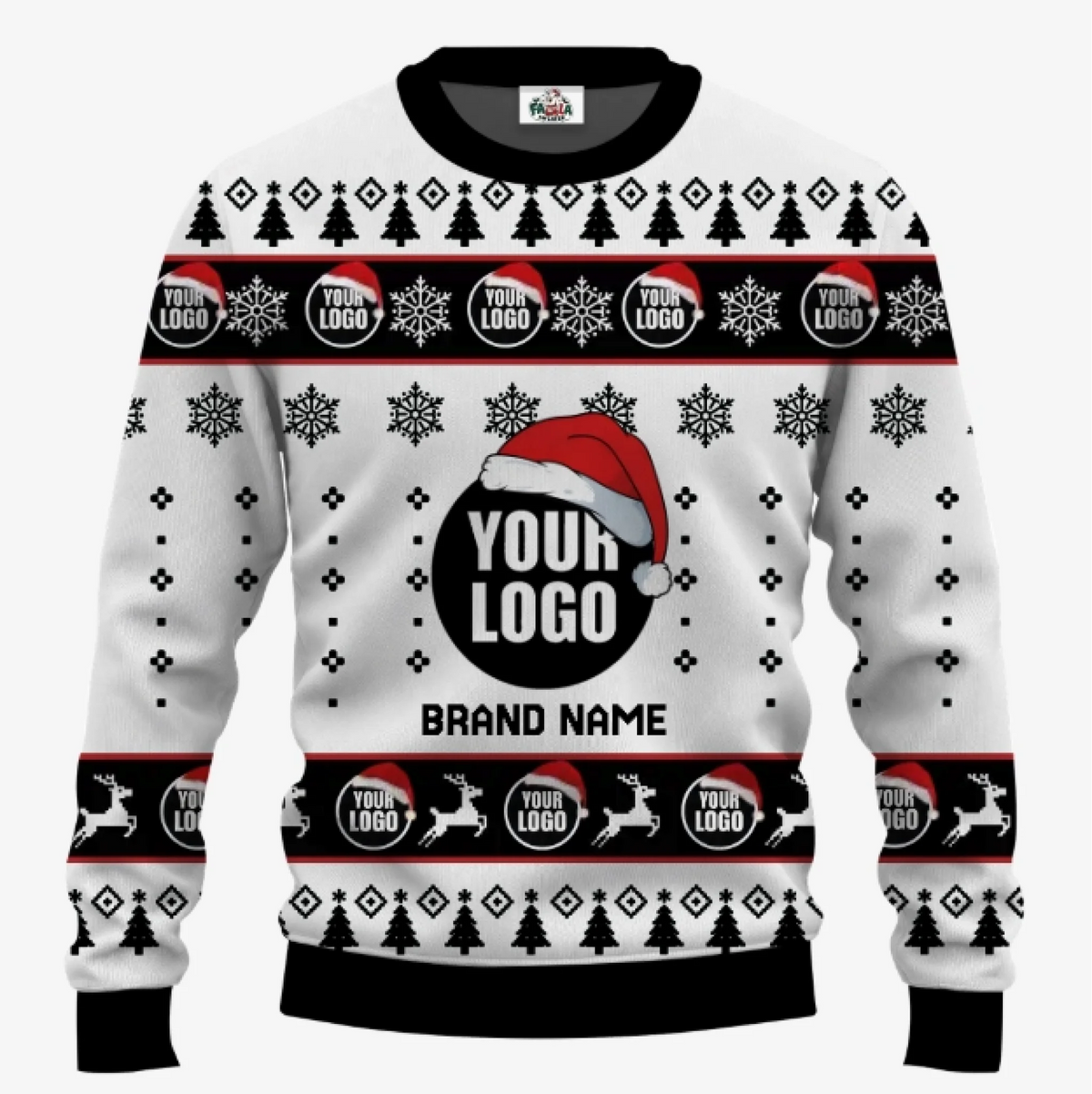 Custom Your Logo Ugly Christmas Sweater With Any Colors | Custom Brand Name And Text - 1