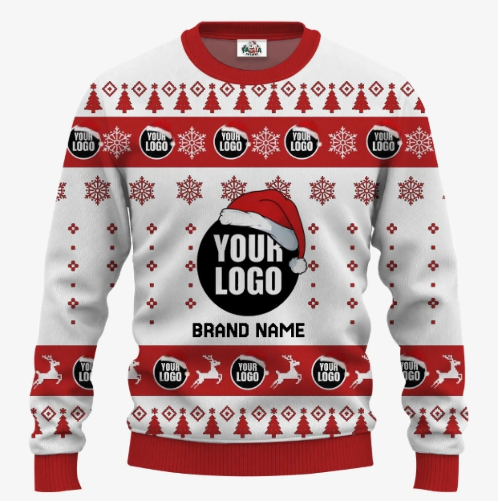 Custom Your Logo Ugly Christmas Sweater With Any Colors | Custom Brand Name And Text - 4