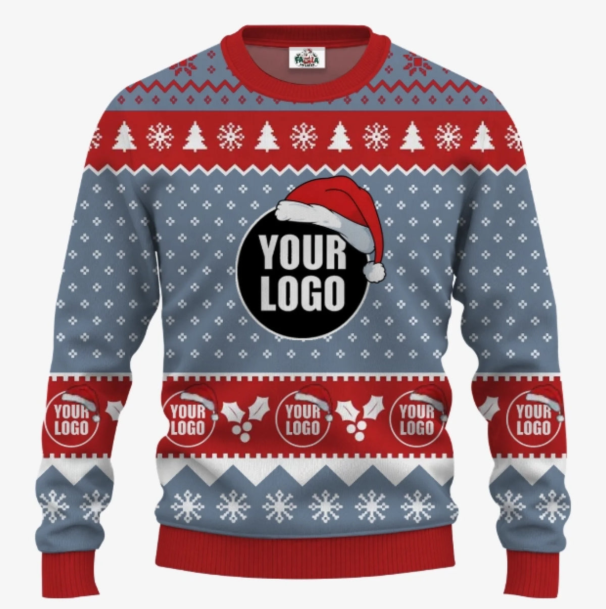 Custom Logo Santa Hat Funny Ugly Christmas Sweater For Men | Create Your Own Ugly Sweater - 5