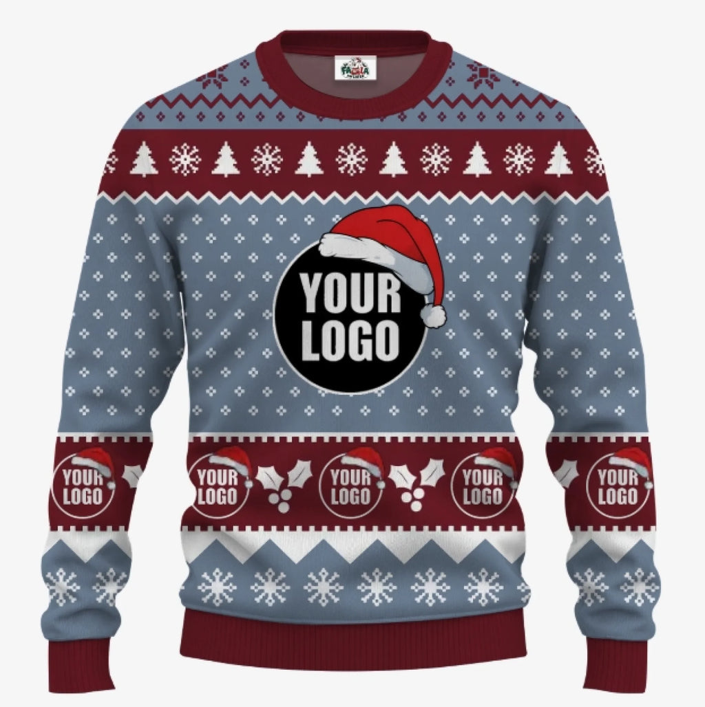 Custom Logo Santa Hat Funny Ugly Christmas Sweater For Men | Create Your Own Ugly Sweater - 4