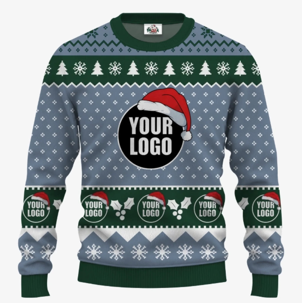Custom Logo Santa Hat Funny Ugly Christmas Sweater For Men | Create Your Own Ugly Sweater - 3
