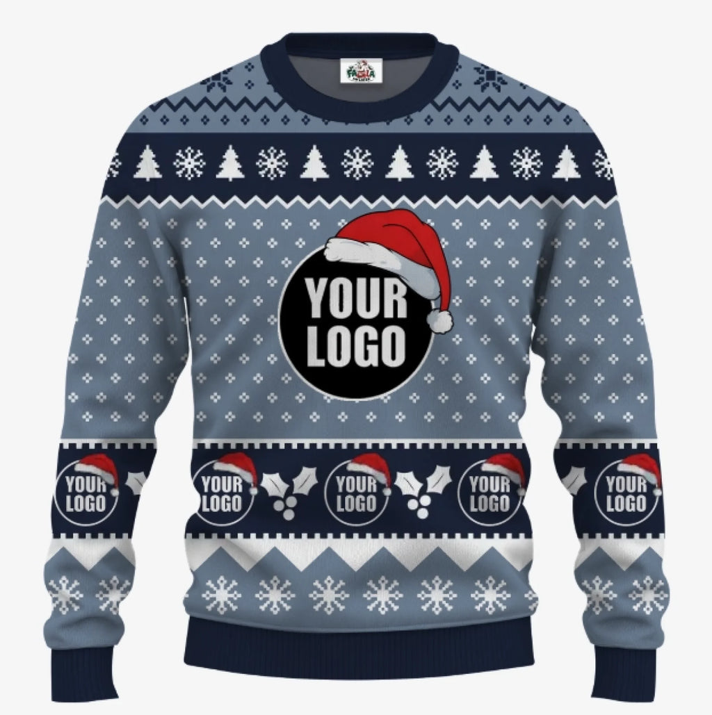 Custom Logo Santa Hat Funny Ugly Christmas Sweater For Men | Create Your Own Ugly Sweater - 6