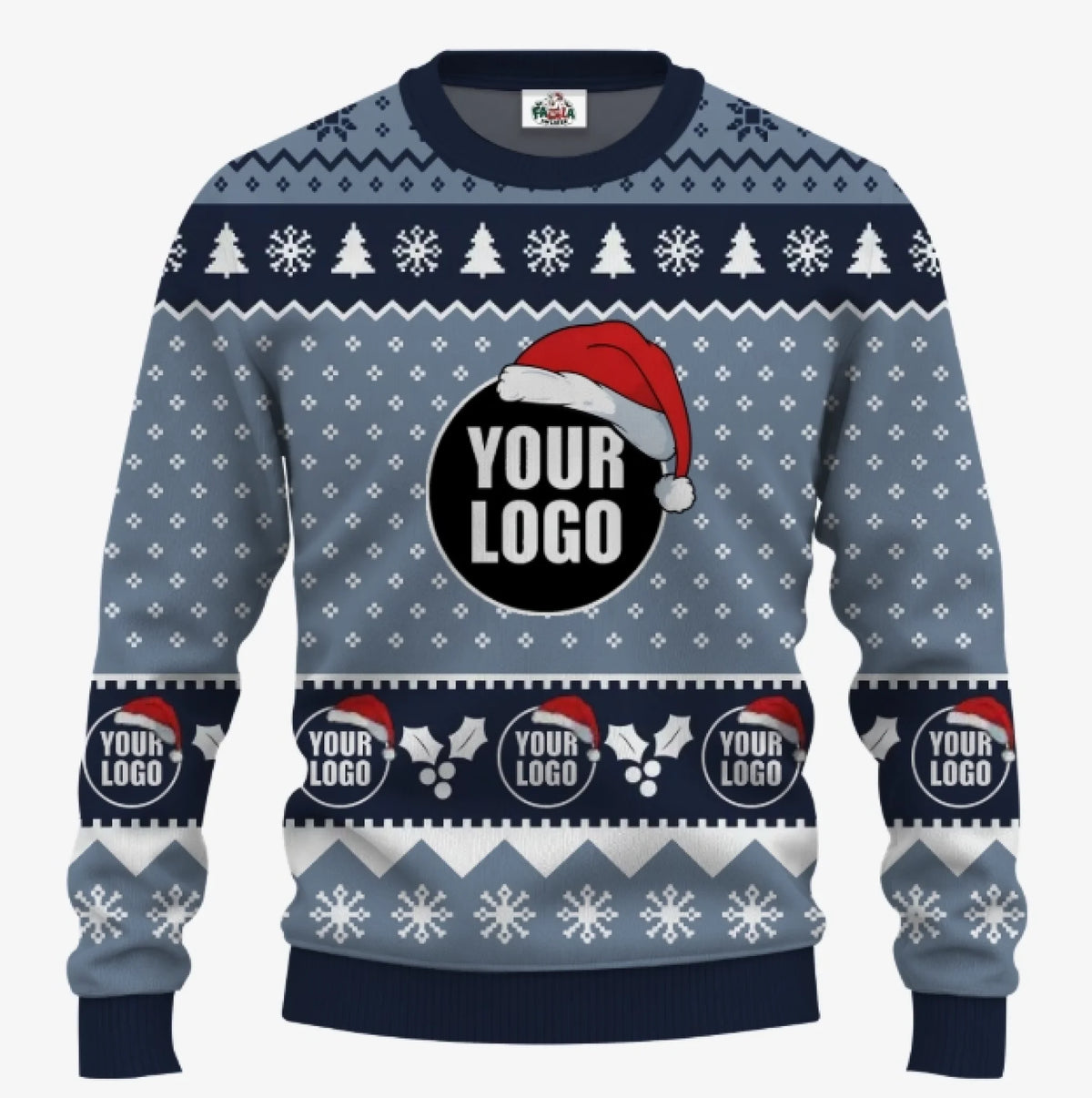 Custom Logo Santa Hat Funny Ugly Christmas Sweater For Men | Create Your Own Ugly Sweater - 6