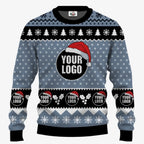 Custom Logo Santa Hat Funny Ugly Christmas Sweater For Men | Create Your Own Ugly Sweater - 1