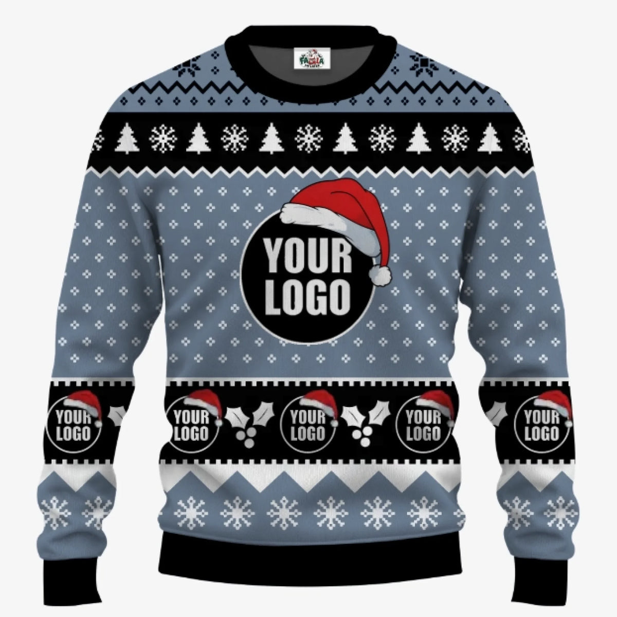 Custom Logo Santa Hat Funny Ugly Christmas Sweater For Men | Create Your Own Ugly Sweater - 1