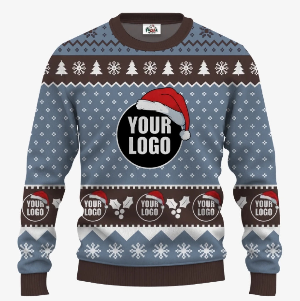 Custom Logo Santa Hat Funny Ugly Christmas Sweater For Men | Create Your Own Ugly Sweater - 2