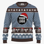 Custom Logo Santa Hat Funny Ugly Christmas Sweater For Men | Create Your Own Ugly Sweater - 2