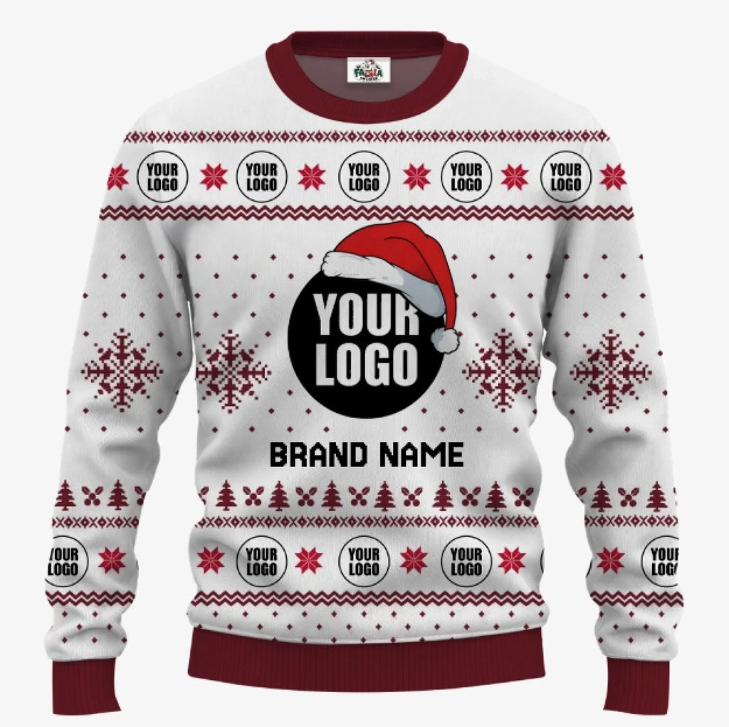Customizable Christmas Sweater With Team Logo | Funny Ugly Christmas Sweater - 3