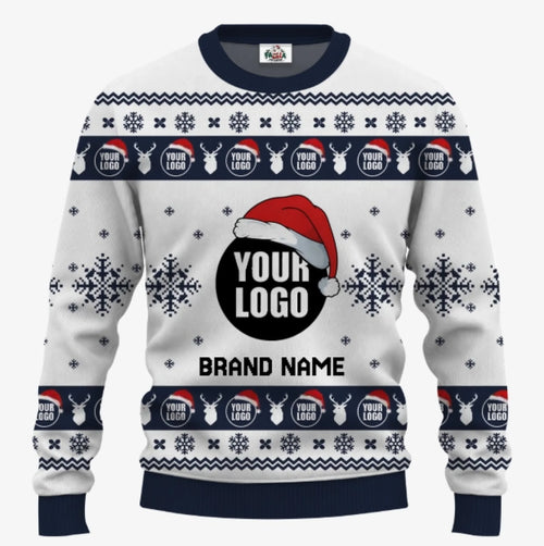 Custom Logo And Text Ugly Christmas Sweater For Companies | Personalized Christmas Sweatshirt Multiple Colors - 2