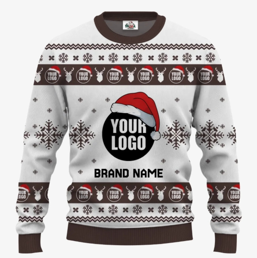 Custom Logo And Text Ugly Christmas Sweater For Companies | Personalized Christmas Sweatshirt Multiple Colors - 5