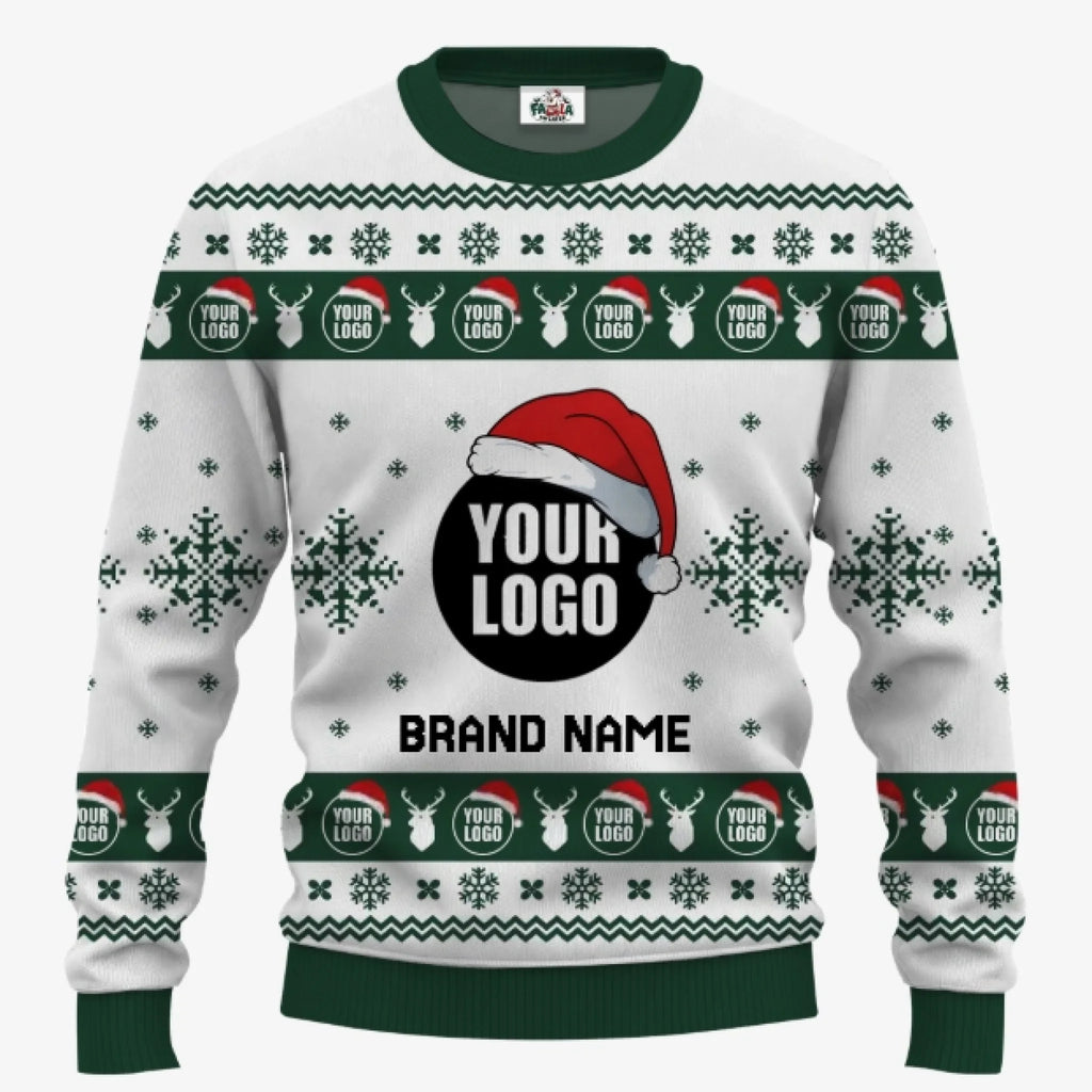 Custom Logo And Text Ugly Christmas Sweater For Companies | Personalized Christmas Sweatshirt Multiple Colors - 6
