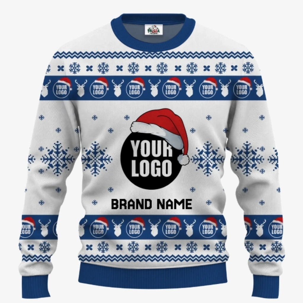 Custom Logo And Text Ugly Christmas Sweater For Companies | Personalized Christmas Sweatshirt Multiple Colors - 3