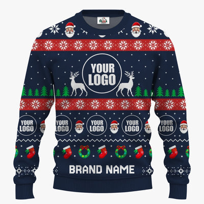 Custom Logo And Text Ugly Xmas Sweater | Personalized Company Christmas Sweater
