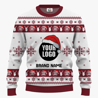 Custom Logo And Text Ugly Christmas Sweater For Companies | Personalized Christmas Sweatshirt Multiple Colors